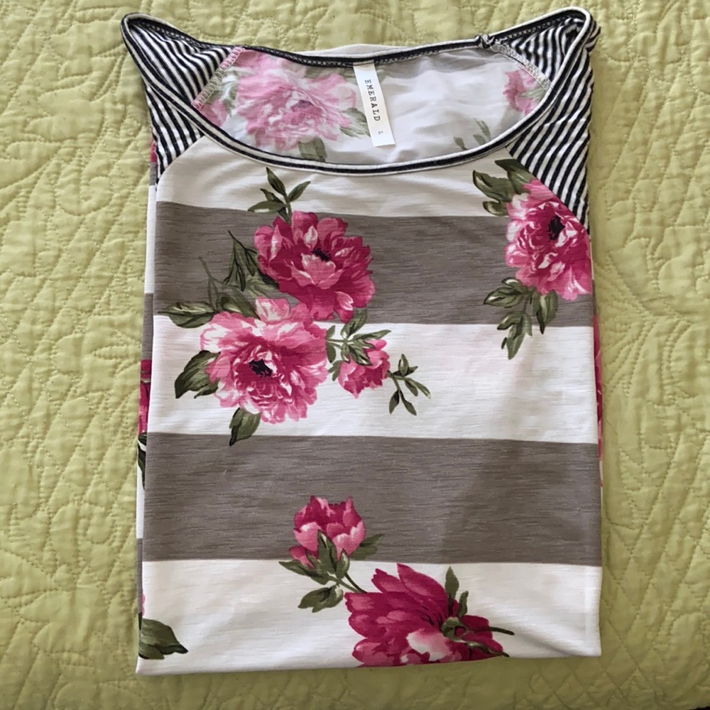 Adorable floral and striped shirt